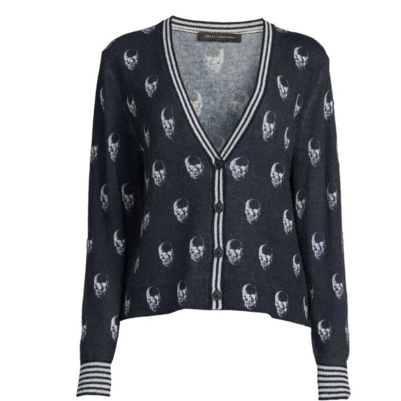 360 Cashmere Sweaters - Skull Print Cashmere Cardigan from 360 CASHMERE